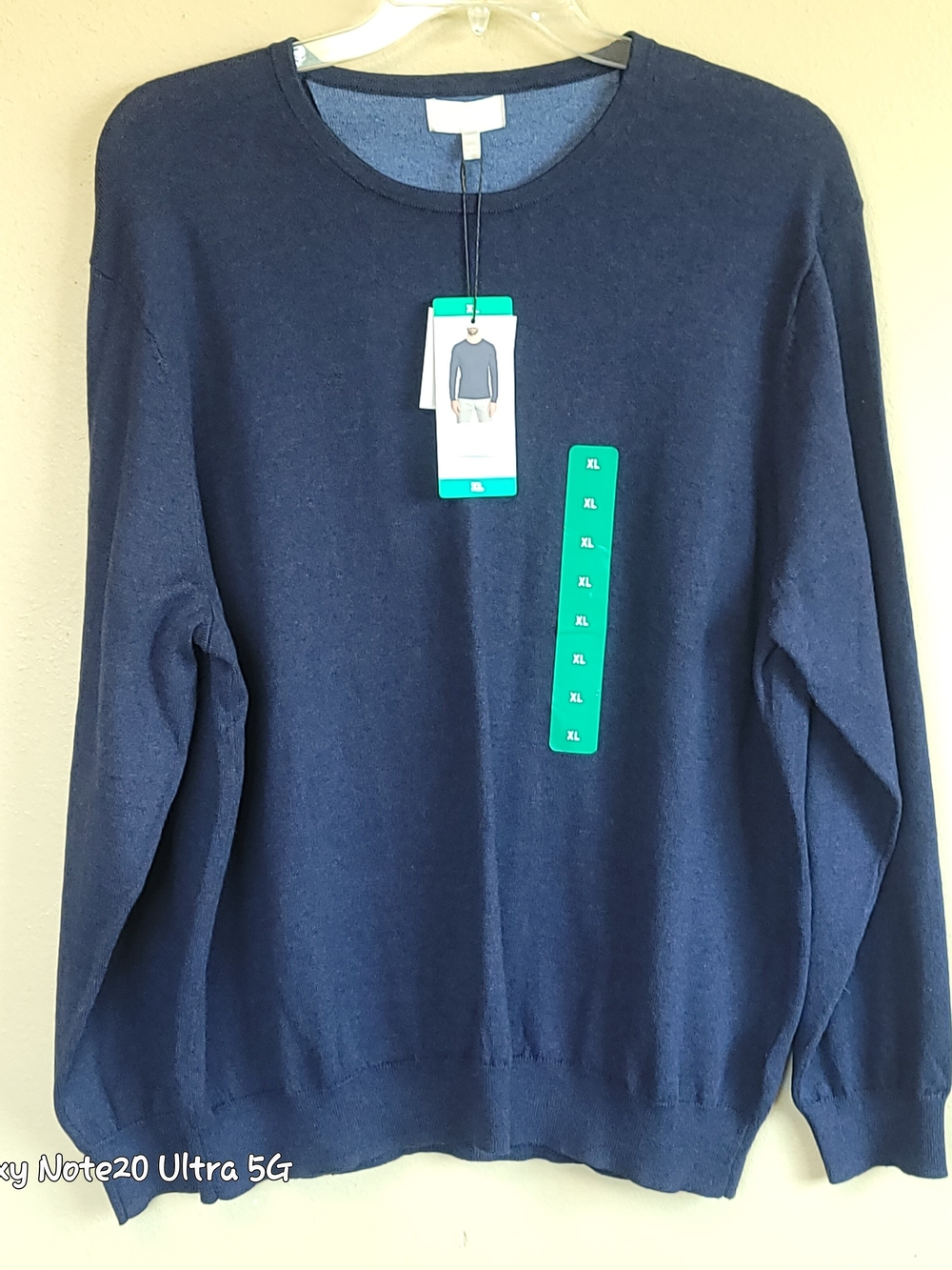 NWT Hickey Freeman NY Men's Cotton Cashmere Crewneck Sweater Navy Blue XL